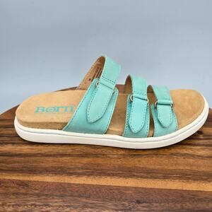 Born Daintree Sandals Womens 8 M Turquoise Blue Leather Triple Strap Slides